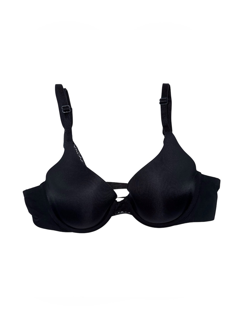 Victoria’s Secret T-shirt Lightly Lined Bra Black Lace Back Full Coverage 34B